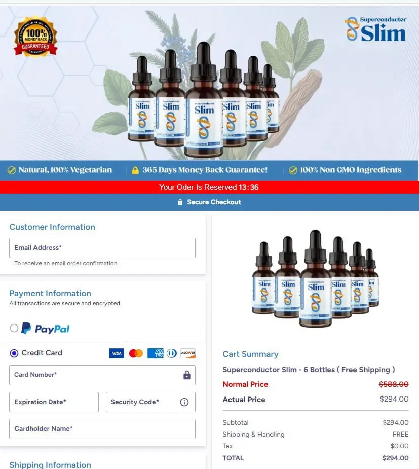 order page of Superconductor Slim